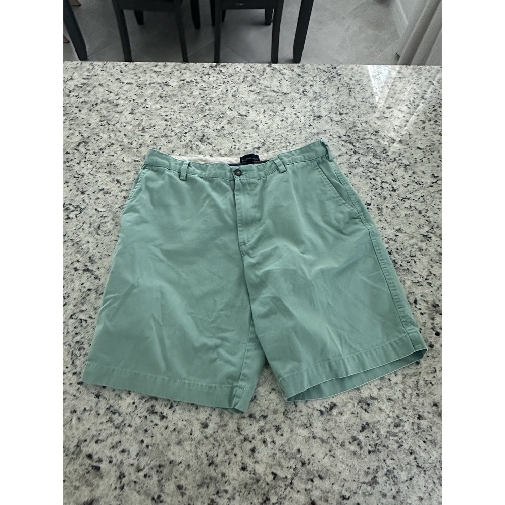 Reed Edward Men's Summer Wash Flat Front Shorts, Green, Size 36 with 9.5 Inseam